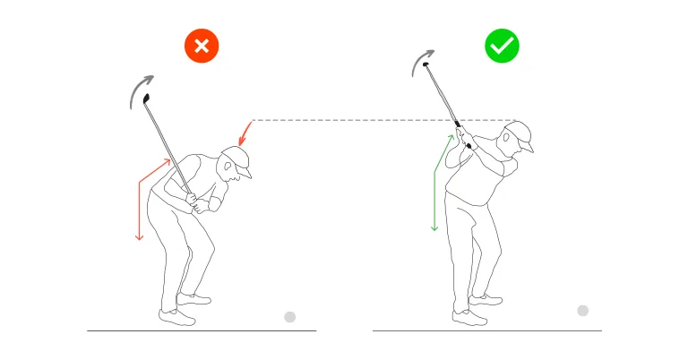 Dipping the head in backswing