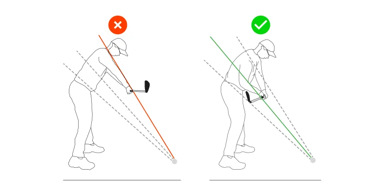 Over the top golf swing